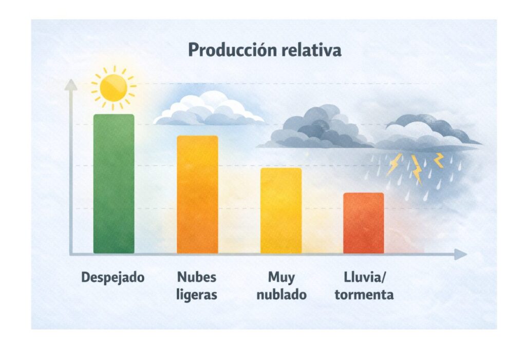 Paneles Solares En Días Nublados Produccion Relativa