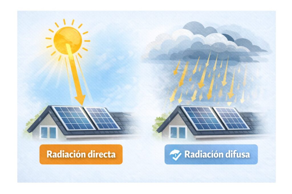 Paneles Solares En Días Nublados Radiacion Directa Y Difusa